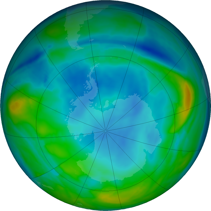 Antarctic ozone map for 13 July 2022
